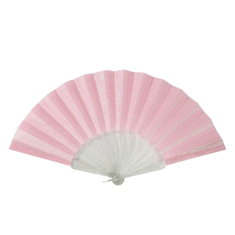 Decor Glitter Sparkle Handheld Fan Plastic Foldable Folding Fan Elegant Solid Color Dance Hand Fan Dancing