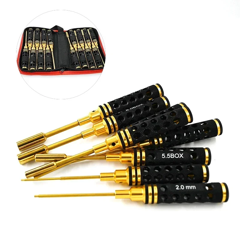 RC Hex Driver Set - 16pcs Hex Allen Screwdriver Kit Hex Nut Driver Set Wrench Key Driver Tool for Rc Car Trxs Helicopter