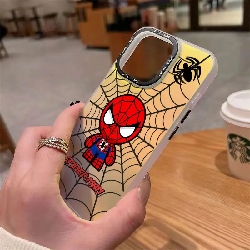 Spiderman Gwen casing ponsel pasangan, casing penutup mewah gradien Laser Matte Aurora 4G 5G untuk OPPO Reno 5 6 7Z 8T 10 Pro Plus