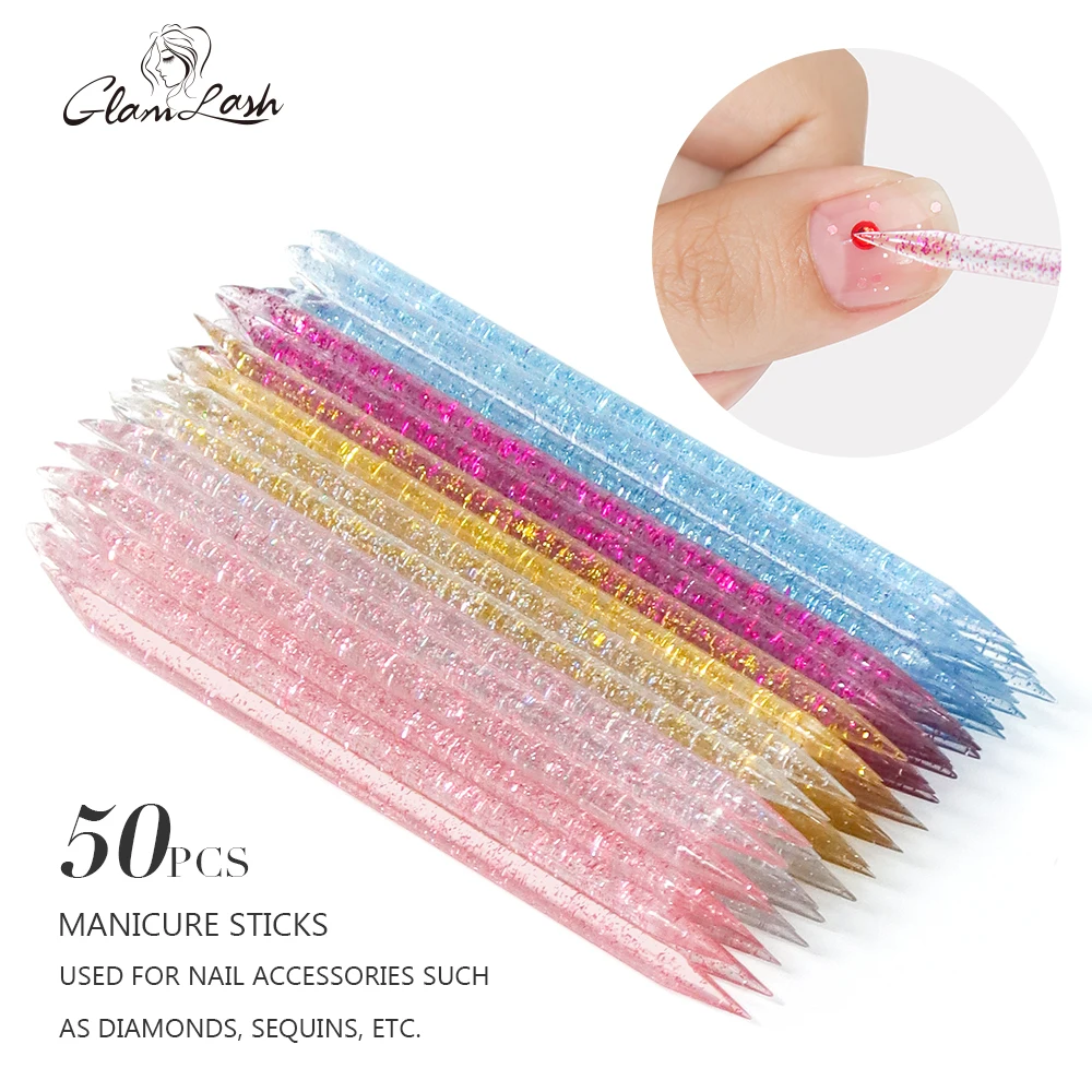 Glamlash varas de madeira para cutícula empurrador remover garfos para unha arte pedicure manicure maquiagem ferramenta