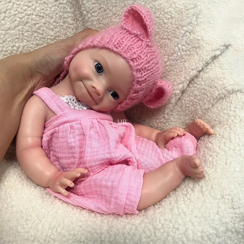 16" Realistic Reborn Doll Full Platinum Silicone Cute Smiling Face Newborn Baby Girl Lifelike Baby Rebirth Toy