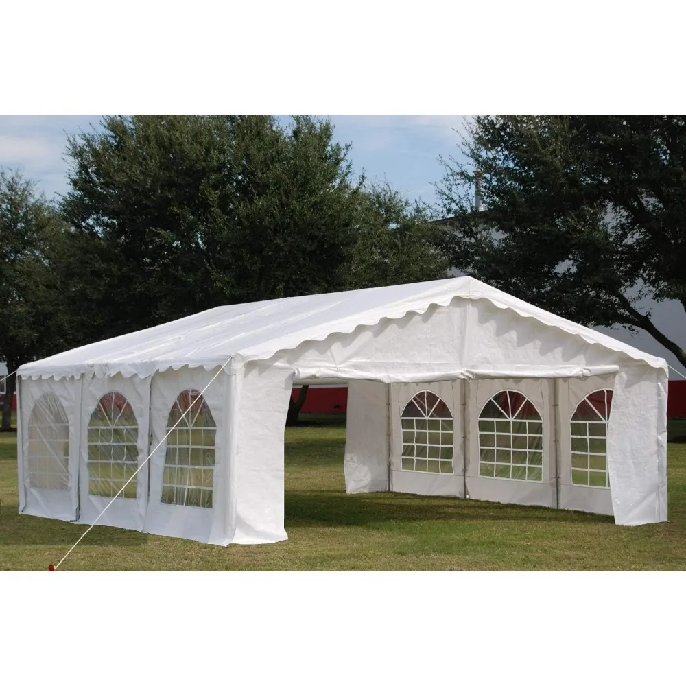 Party Tent 20'x20' Heavy Duty Upgraded Galvanized Gazebo Wedding Tent Canopy Big Tents Carport Outdoor Event Shelter,White