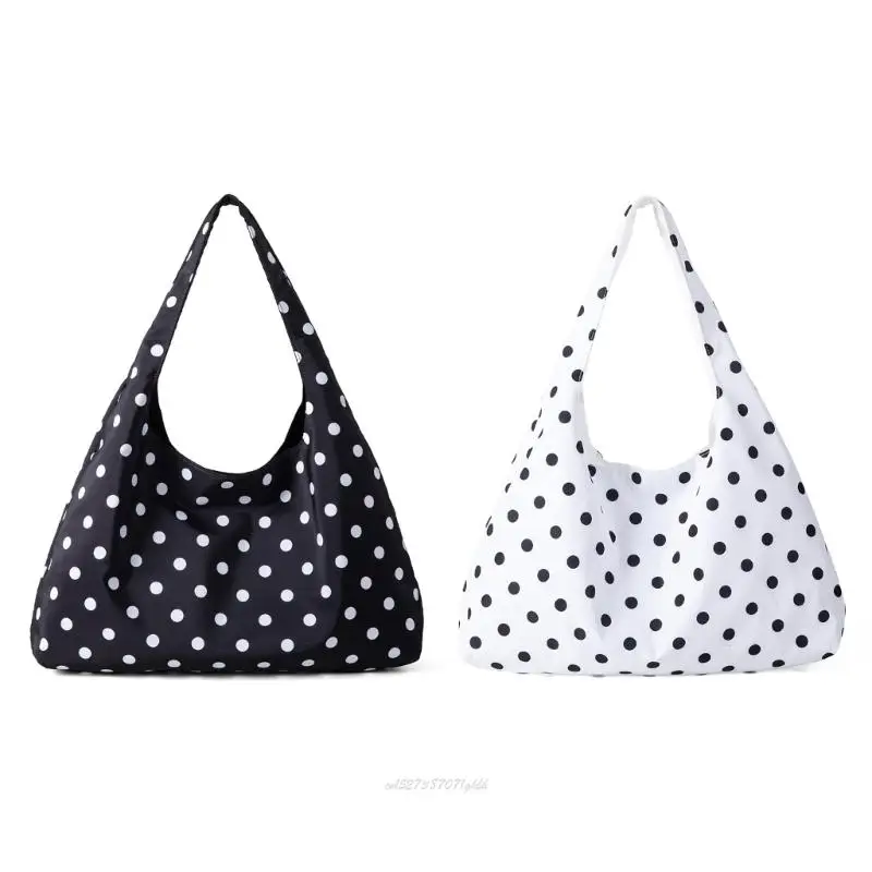 

X5XA Fashion Dot Canvas Handbag Women's Shoulder Bag with Ample Storage Underarm Bags For Daily Commutes Or Office Travel