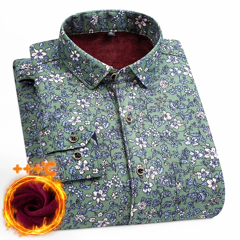 Men's long sleeve shirt thickened warm autumn and winter leisure non-ironing high quality comfortable jacket double-sided velvet