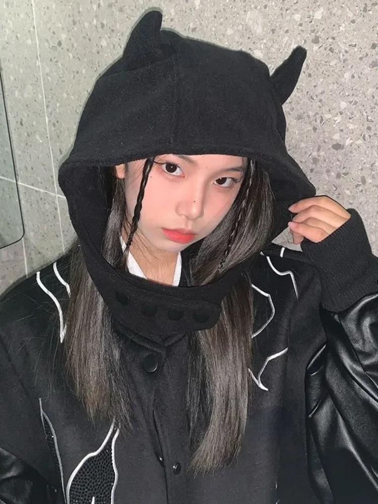 2024 Japanese Streetwear Sweet All Match cappelli New Harajuku Solid Y2k cappello estetico con bottoni donna autunno inverno Cute Cat Ears Cap