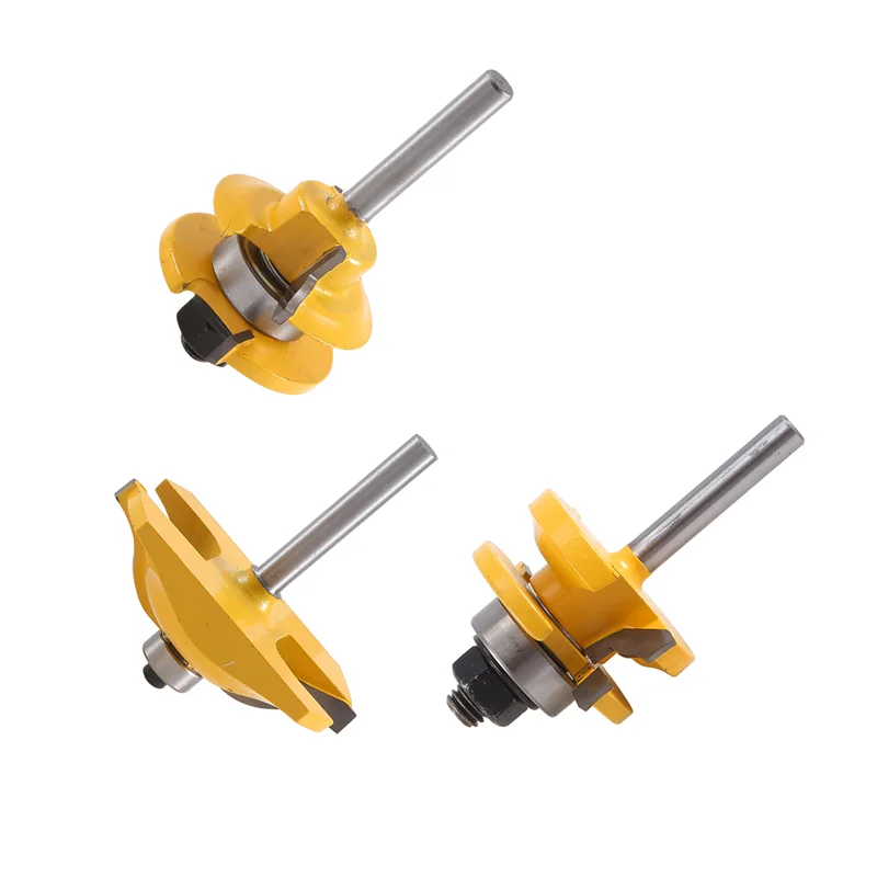A45M-3Pc1/4 Shank Raised Panel Cabinet Door Router Bit Set - 3 Bit Ogee Woodworking Cutter Woodworking Router Bits