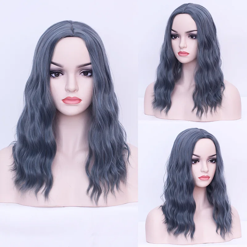 Wig Cosplay panjang berombak 9 warna, rambut palsu Cosplay tahan panas untuk wanita kostum Natal pesta Halloween modis