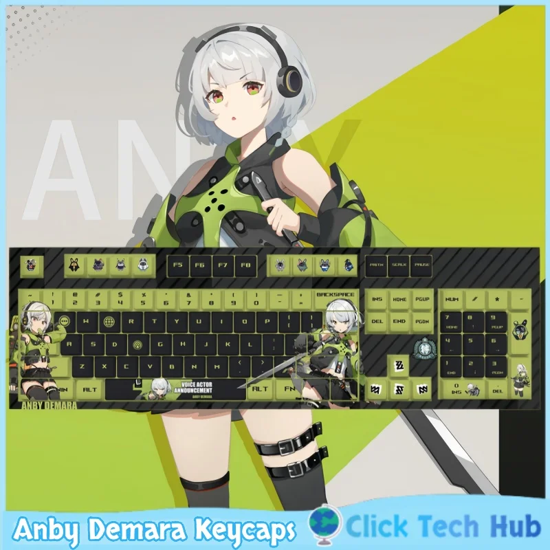 

Клавиши Zenless Zone Zero Anby Demara, 104 клавиши, PBT, тематические игровые клавиши с фронтальной печатью для механических игровых клавиатур