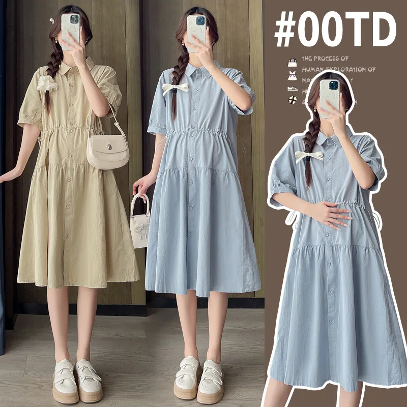 

Summer Maternity Dress New Fashionable Loose Fit Nursing Shirt Dress Concealing Bump Stylish Pregnancy Wear Comfortable Outfit