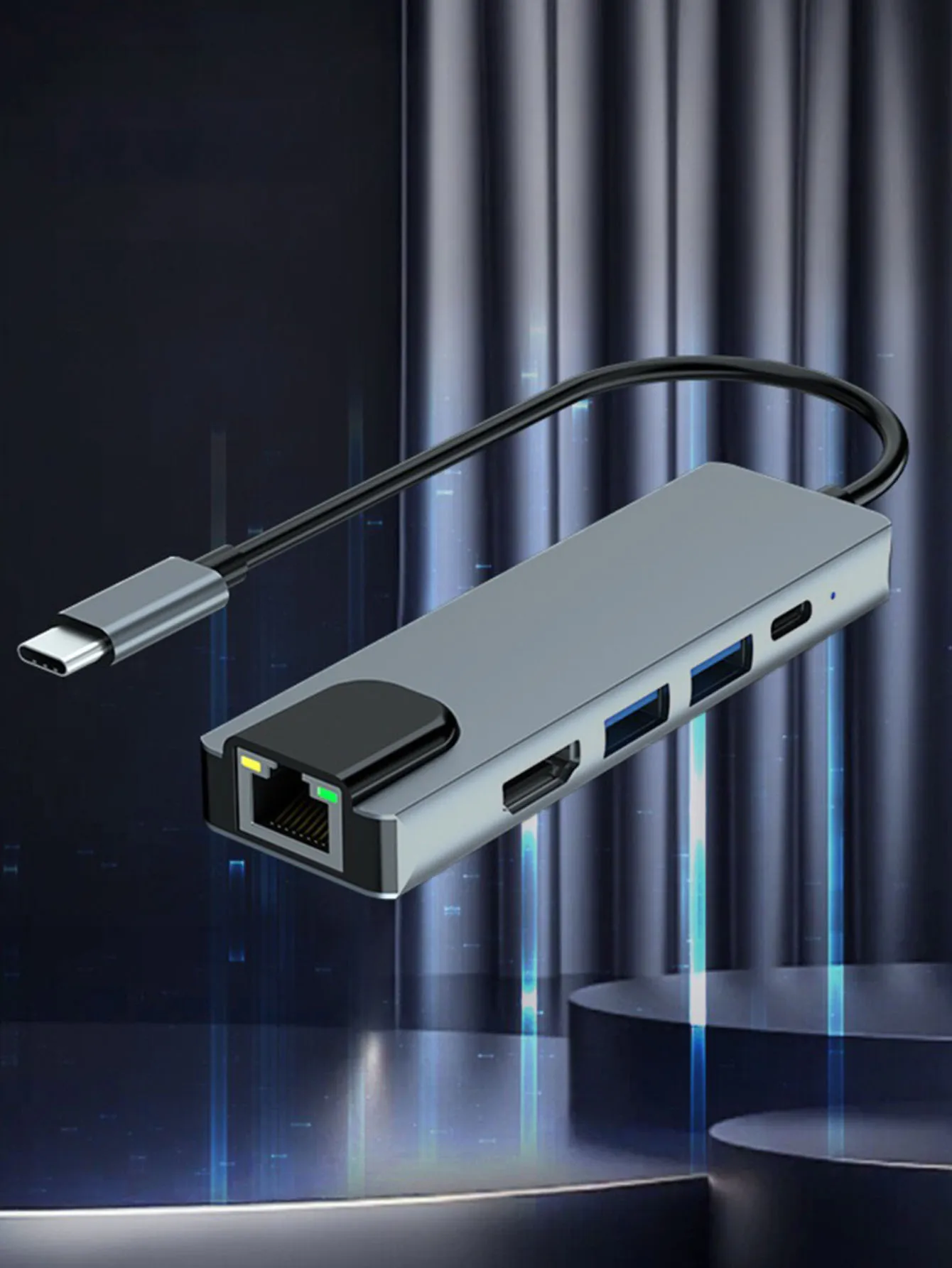 One-to-five Type-C 4K high-definition HDTV with PD 100W charging USB 3.0 and USB 2.0 data transmission expansion dock