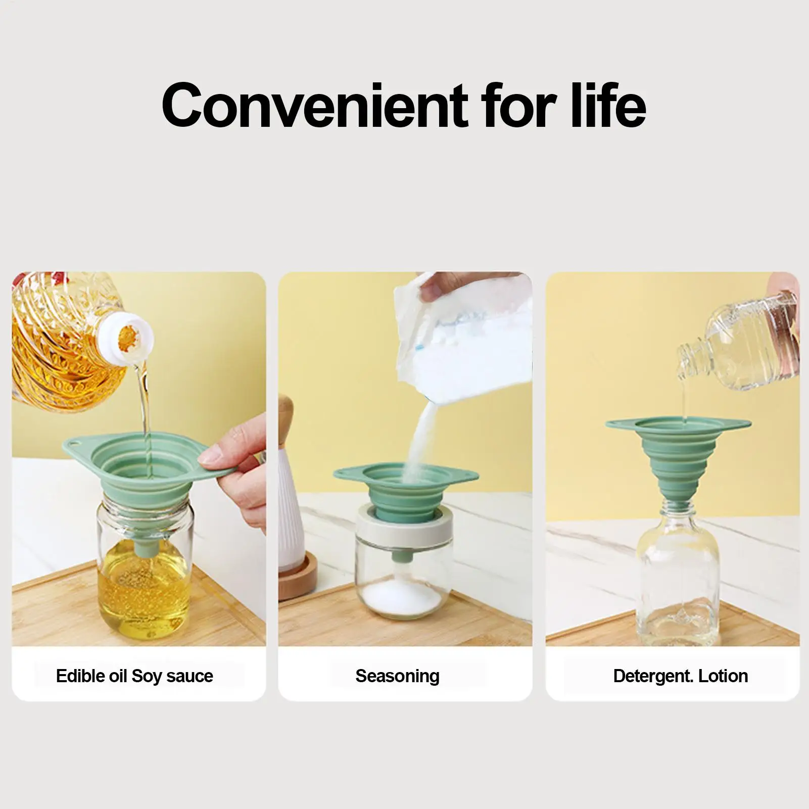 Kitchen Funnel Folding Food Grade Silicone Funnel Portable Wide Mouth Funnels For Fuel Beer Oil Filling Bottles Pot Kitchen Tool