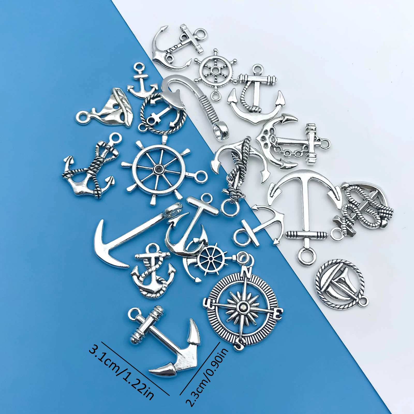 Mix 20pcs/Pack Zinc Alloy Antique Silvery Ship Anchor Shaped Charms Pendants for DIY Necklace Bracelet Earrings Jewelry Handmade