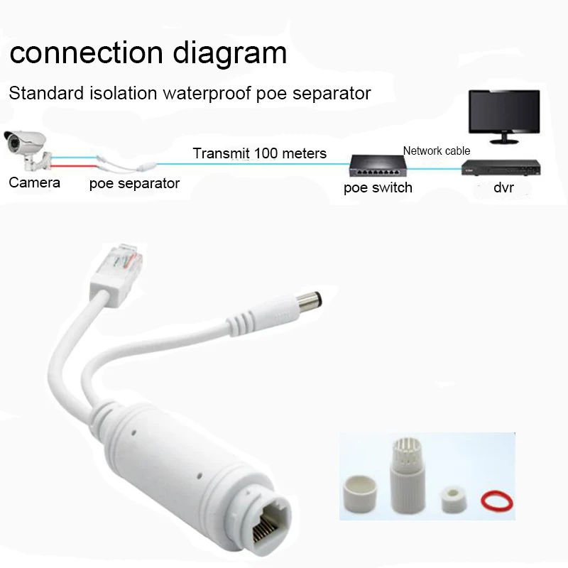 48V to 12V 24V to 12V POE Splitter Waterproof Adapter Cable Power Supply Module Injector for cctv IP Camera H2