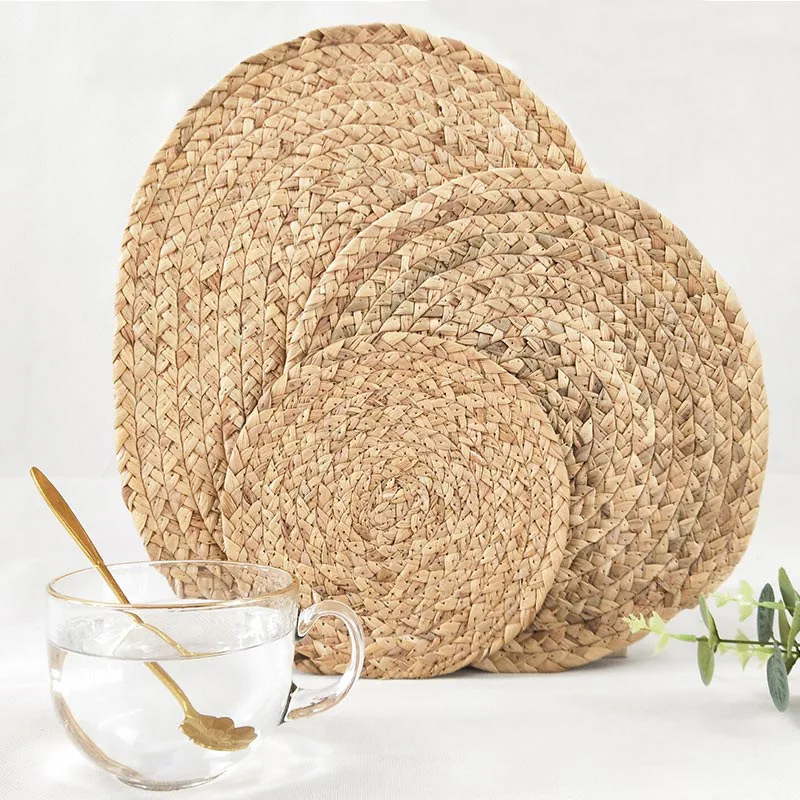 

Water and grass placemats, hand-woven primary color, waterproof, oil-proof, leave-in, anti-scalding, coffee table mats, coasters