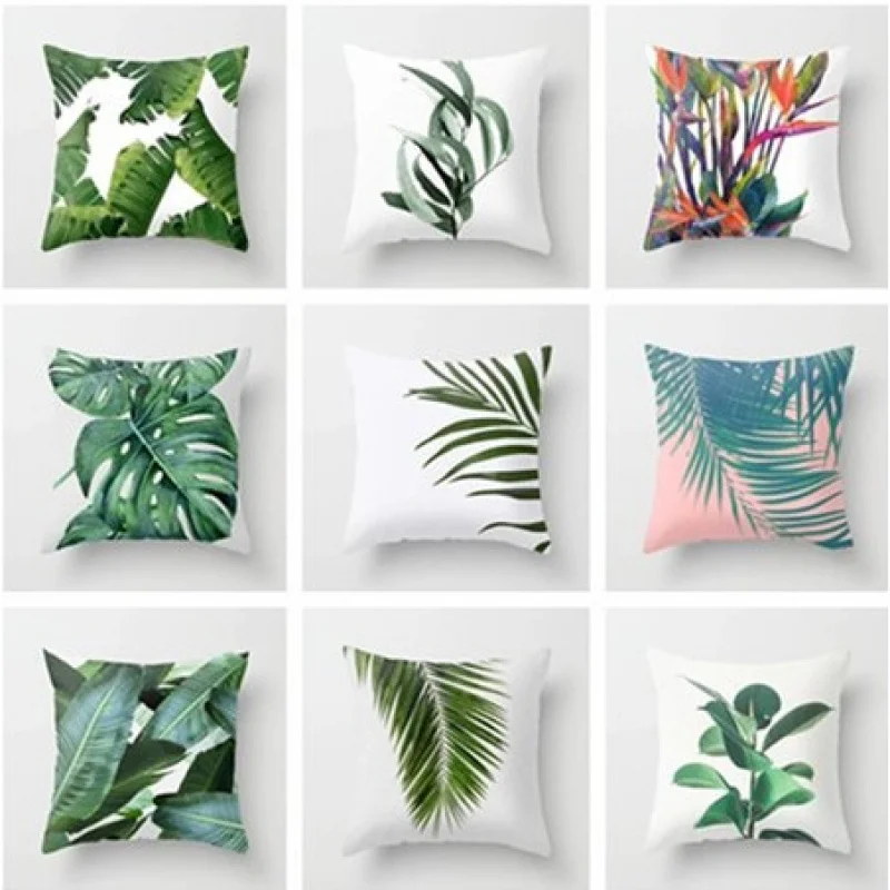 VIKAMA Nordic Green Plant Kissenbezug, tropischer Monstera-Print-Kissenbezug, Wohnzimmer, Sofa, Schlafzimmer, dekorativer Kissenbezug