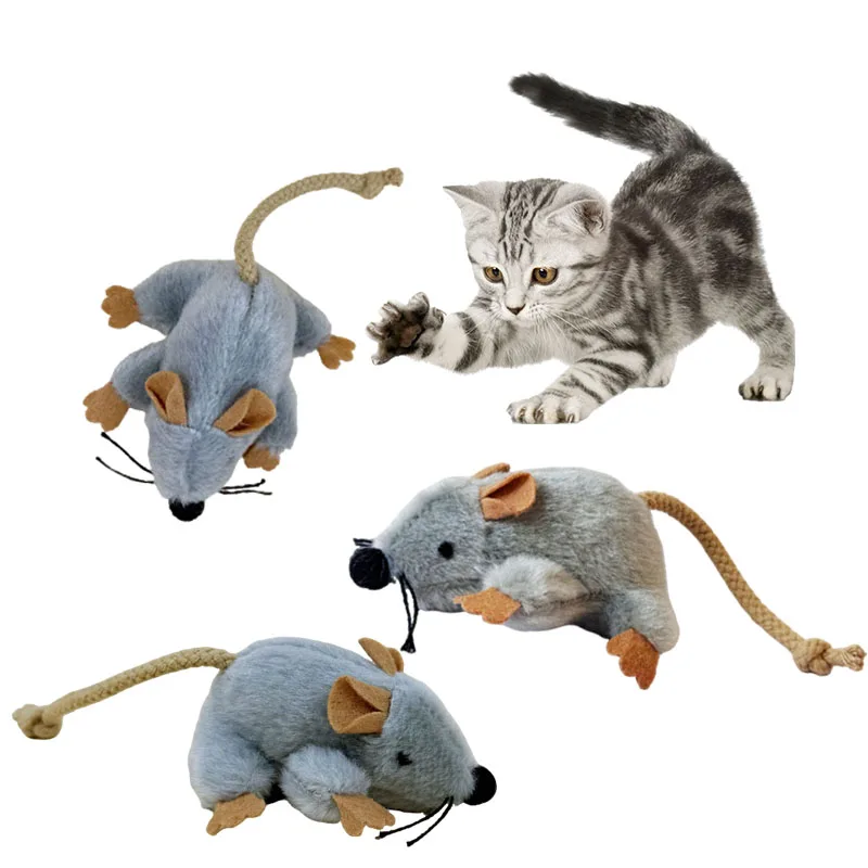 Juguetes interactivos para gatos, juguetes de peluche con forma de ratón gris, juguete para gatitos para gatos de interior, ratón de peluche, juguetes para gatos, juguete para masticar para gatos