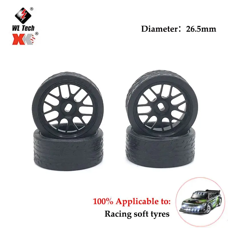 4pcs Wheel Tires Tyre Upgrade Parts Rubber Wheel Tyre Replacement RC Car Wheel Tires Accessories for Wltoys 1/28 284131 K969