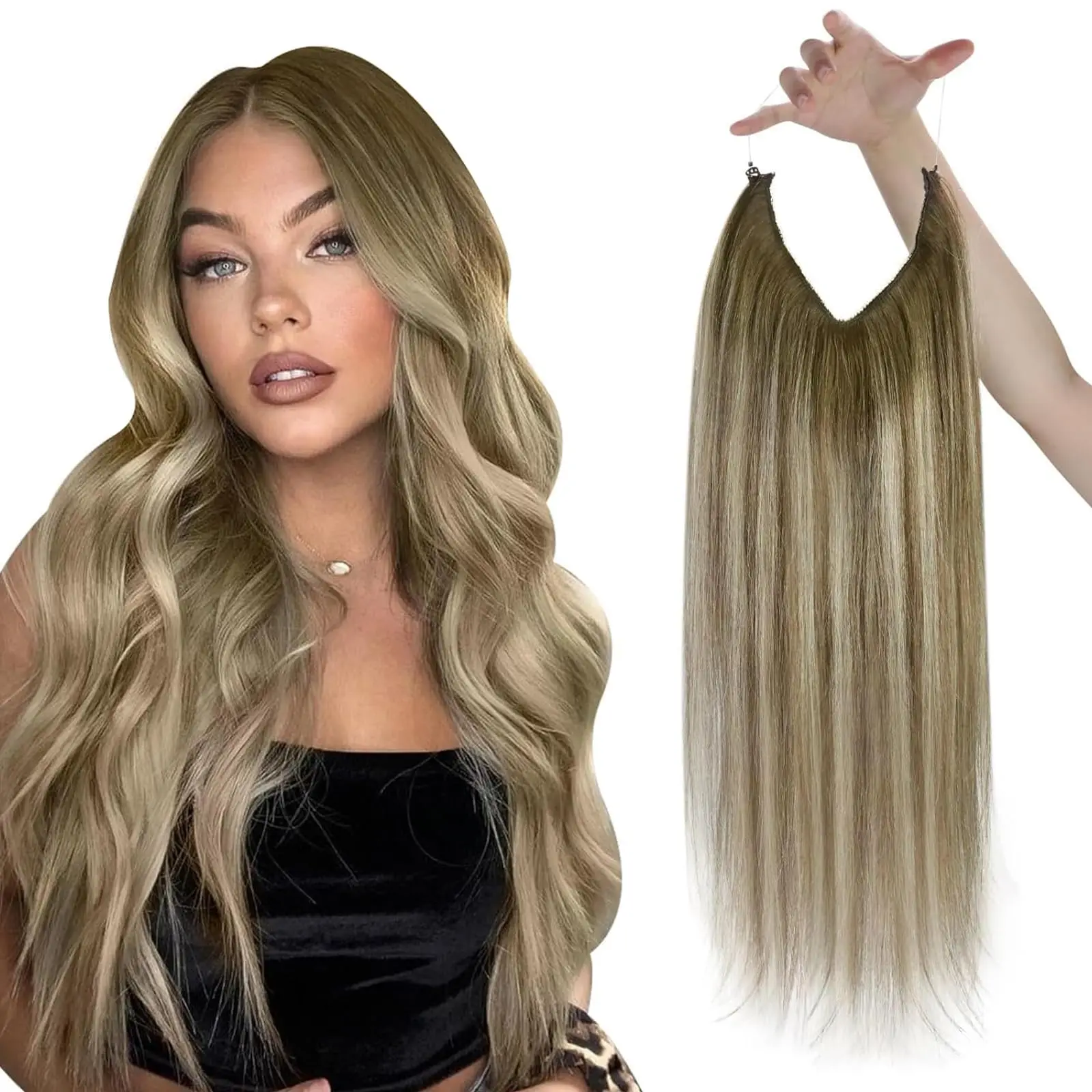 

Наращивание утка рыбной лески, цельные 100% человеческие волосы | Для невидимого пробора и покрытия короны, уток тонкой кожи