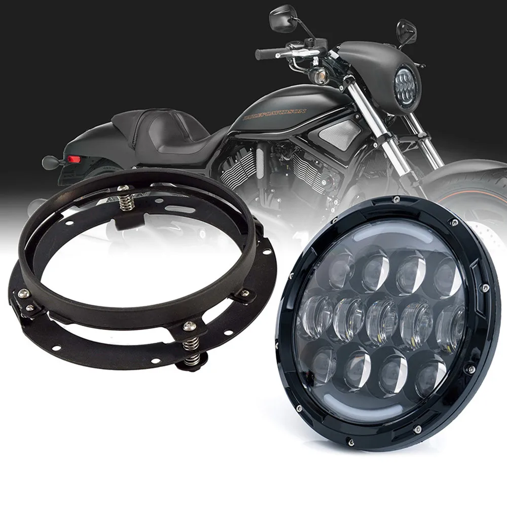 

105W 7 Inch Round Led Headlight DRL With Headlamp Mounting Bracket Ring Set For Jeep Wrangler Car Motorcycle Accessories