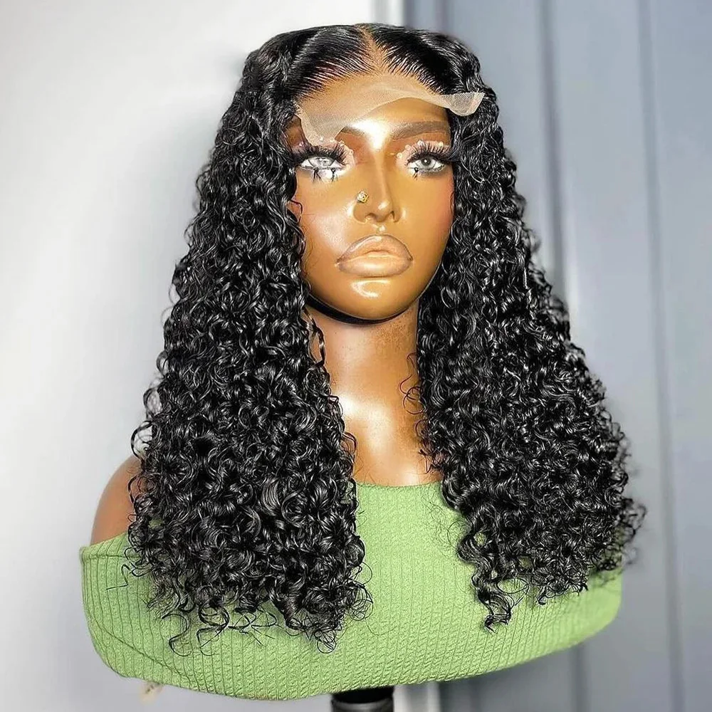 여성용 중간 부분 180 밀도 부드러운 글루리스 블랙 킨키 곱슬 긴 딥 레이스 프론트 가발, 베이비헤어 합성 데일리 웨어, 26 인치