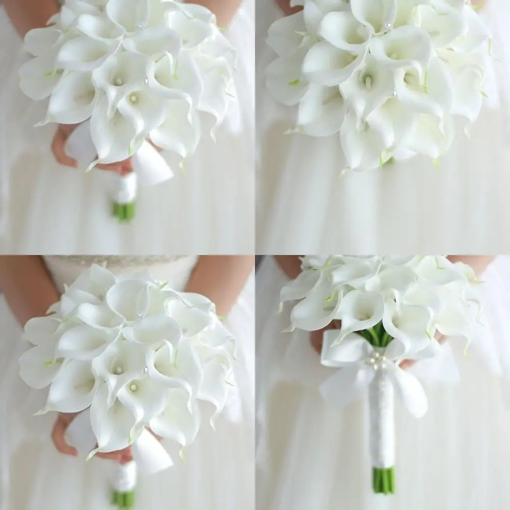 

IFFO Bride Holding Flowers, high Simulation pu Calla Lily Bouquet, and Never Withered Bouquet, Bridesmaids Bouquets …