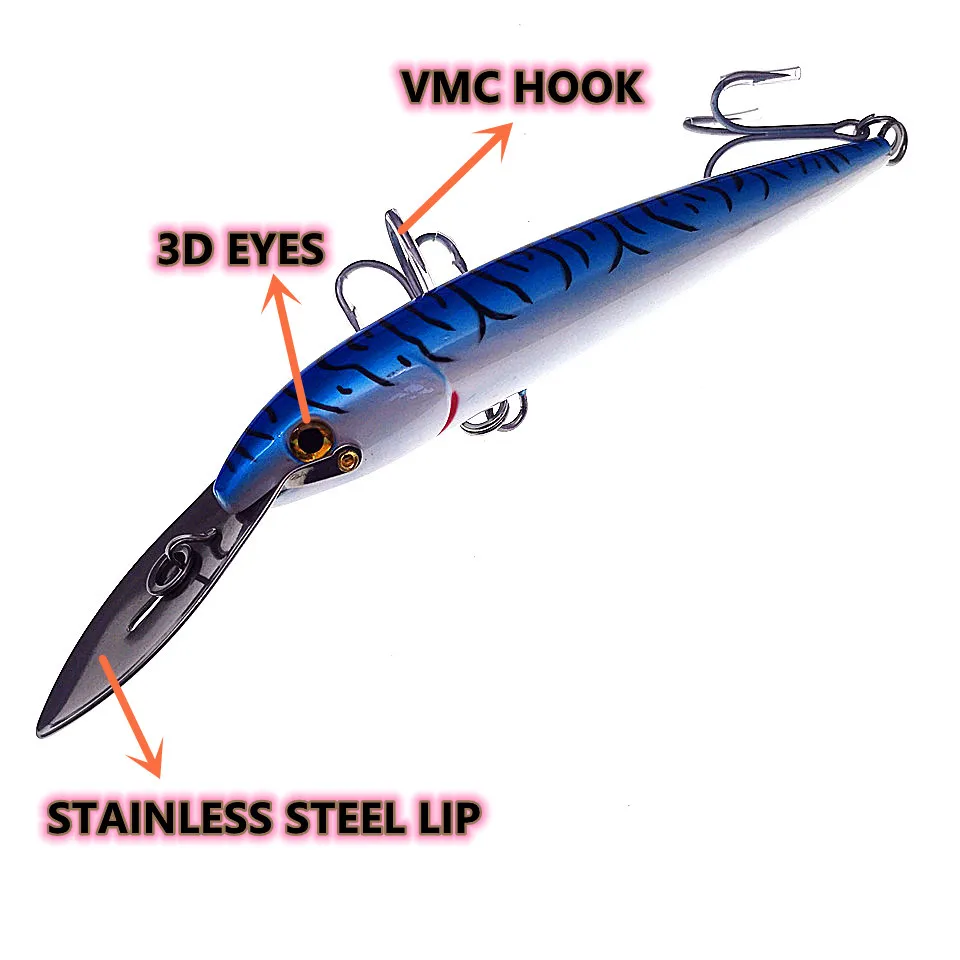 Swolfy Trolling Casting Minnow Angeln Locken 185mm 60g 225mm 76g Locken Künstliche Harten Köder für Meer boot Angeln Lockt – Detail 3