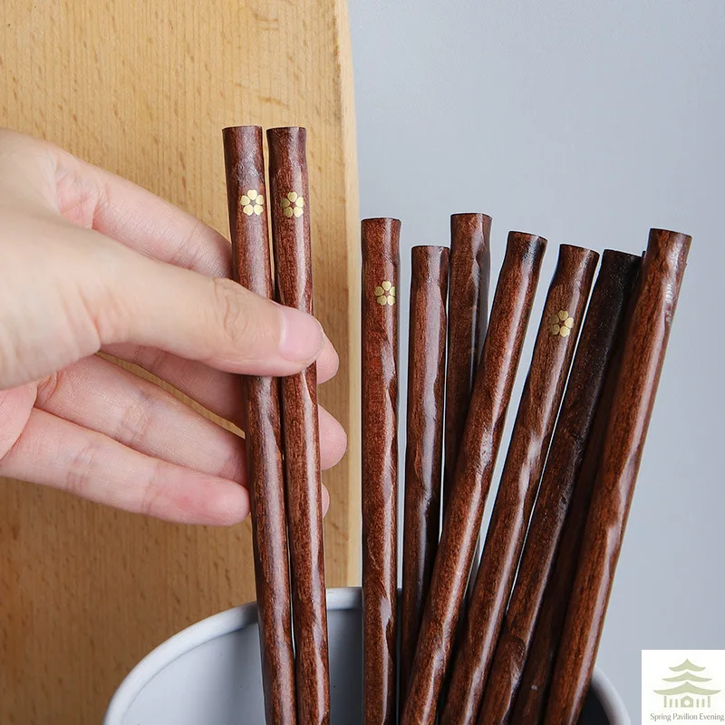 5 Pairs Japanese Sushi Chopsticks Natural Wooden Eco-Friendly Reusable Wood Korean Chinese Food Chop Sticks Set