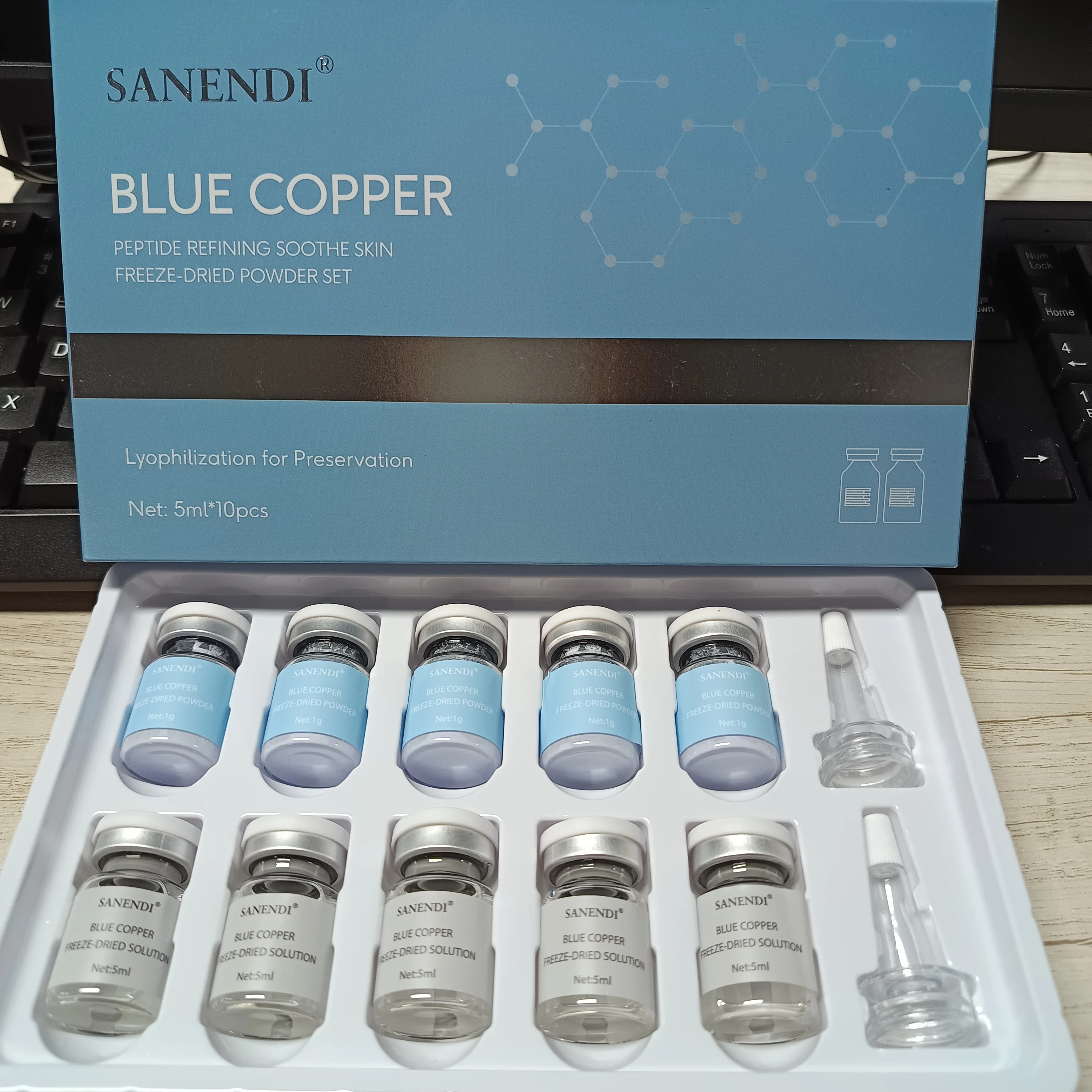 5 In 1 NAD+ Blue Copper Peptide Serum Hyaluronic Acid  Vita Essence Smoothing Hyadration Der.pen Kit Liquid Korean Skin Care Set view 6