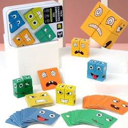 Face Change Cube Game Toy Montessori Expression Puzzle Building Blocks Toys Early Learning Educational Match Toy for Kids  Toy