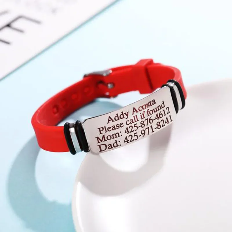 Personalized Medical Alert ID Tag Bracelet Sport Adjustable Bracelets Allergy ICE SOS Wristband for Men Woman