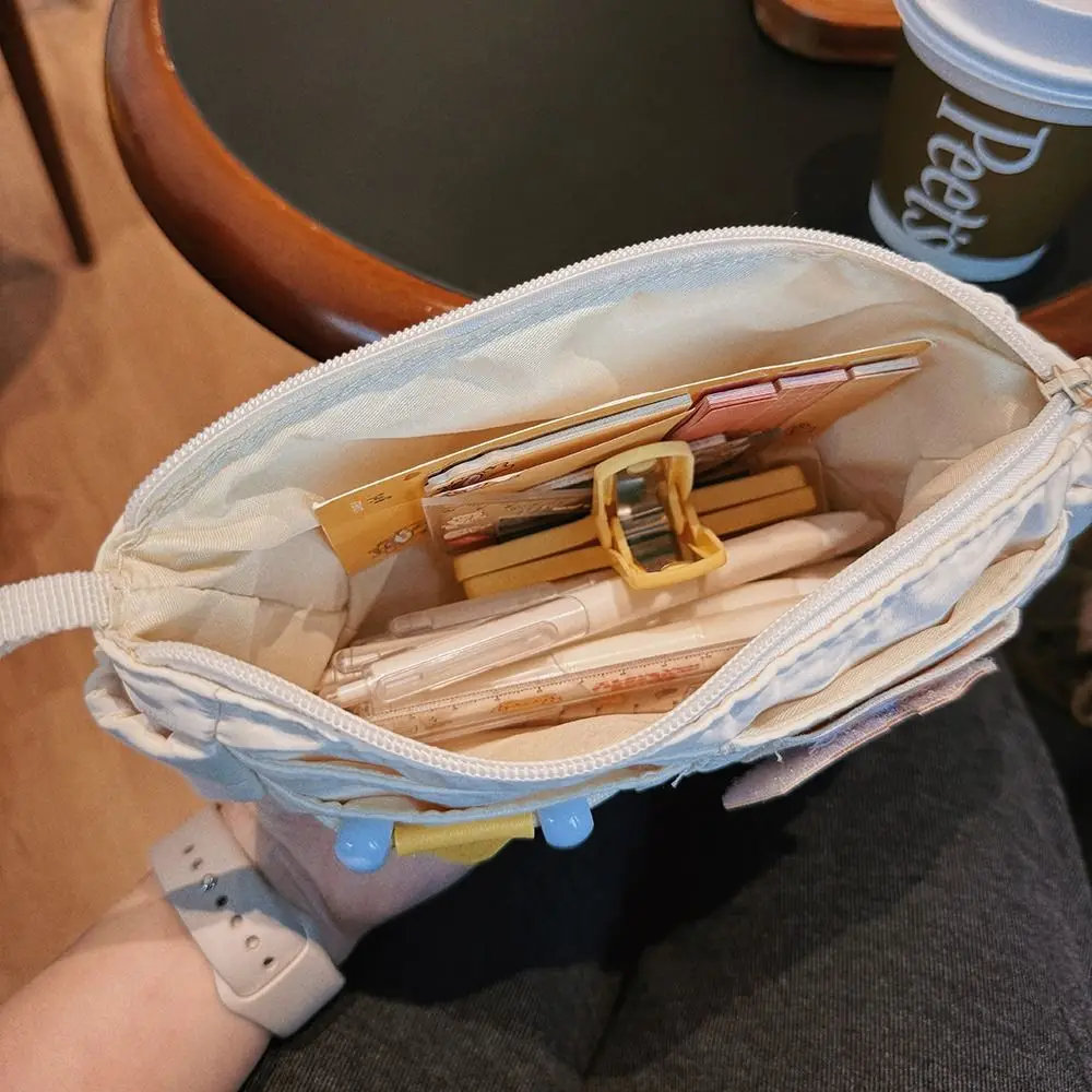 New Embroidered Patch Pen Bag Multilayer Portable Pencil Case Large Capacity Stationery Organizer Students