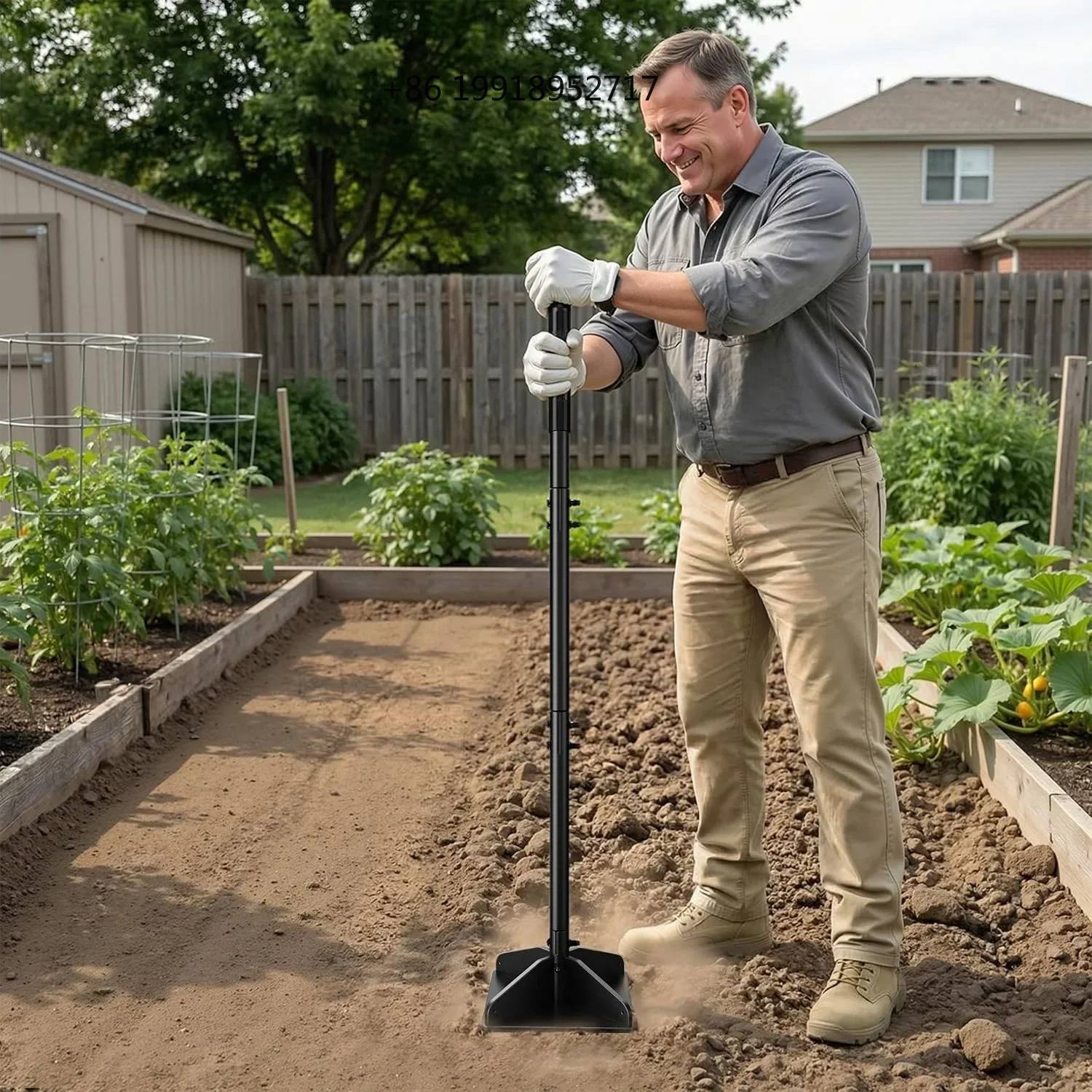 Garden Steel Earth Tamper, Removable Ground Compactor, Practical Soil Leveling & Tamping Tool JJ458