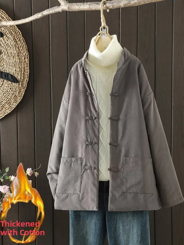 

Китайский льняной хлопок Jaet Long Sve с воротником-стойкой Цветная хлопковая верхняя одежда Осень-зима Новое поступление Zen Tea Cos...