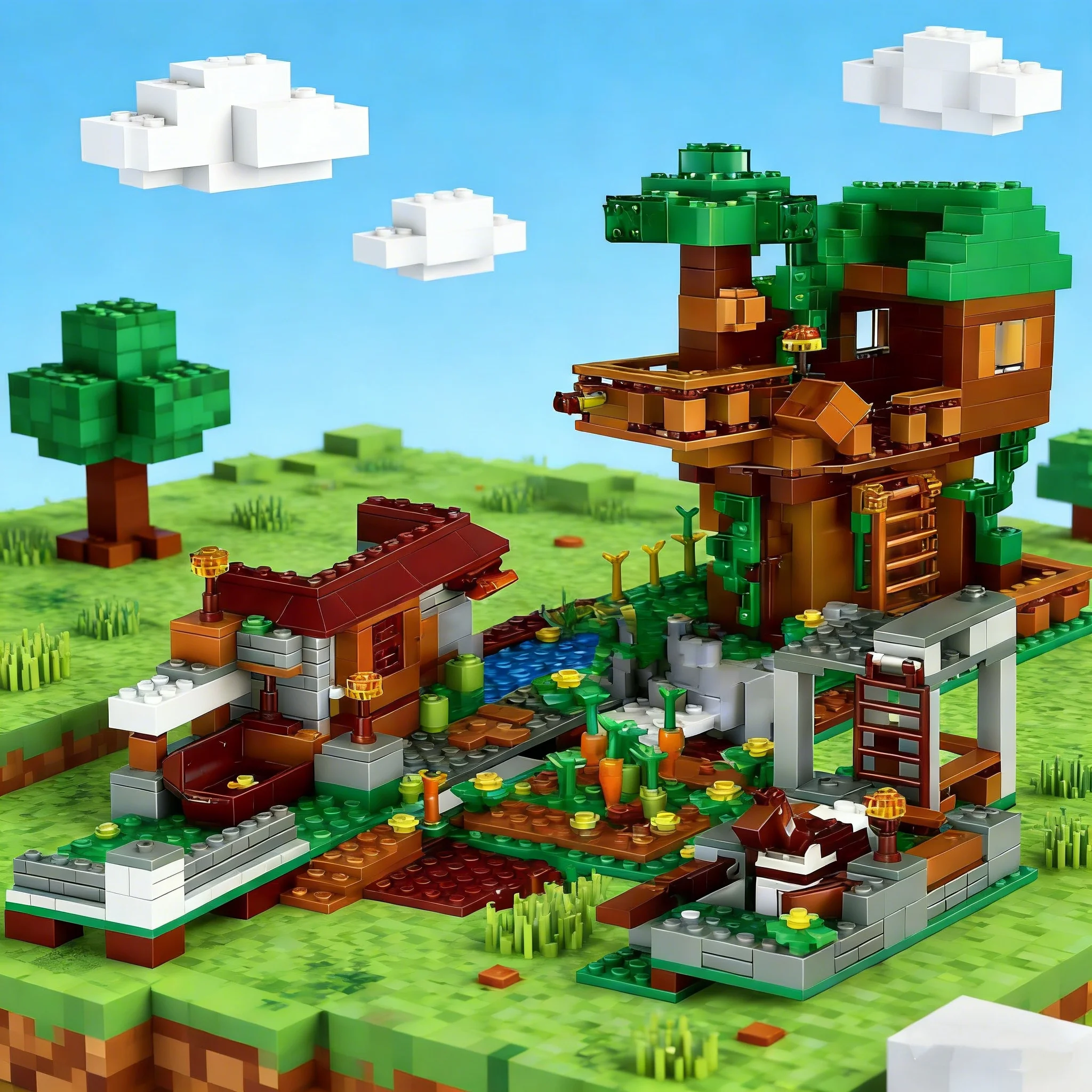 Set di blocchi impilabili Warhorse City con piccola casa sull'albero |   Regalo perfetto per la decorazione della casa e il festival