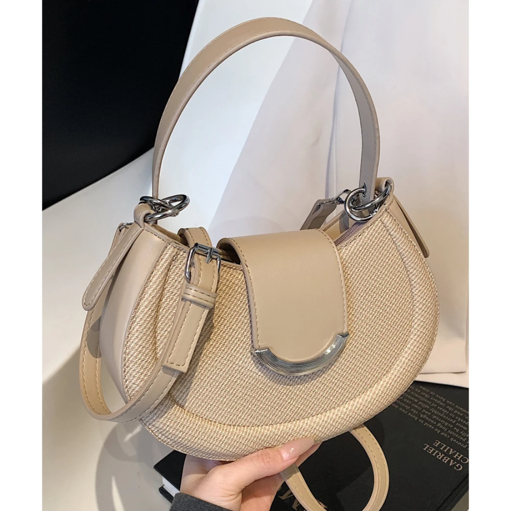 

Women Fashion Shoulder Bags 2025 Spring Summer New Solid Buckle Zipper Underarm Bag Female Delicate Popular Crossbody Packs