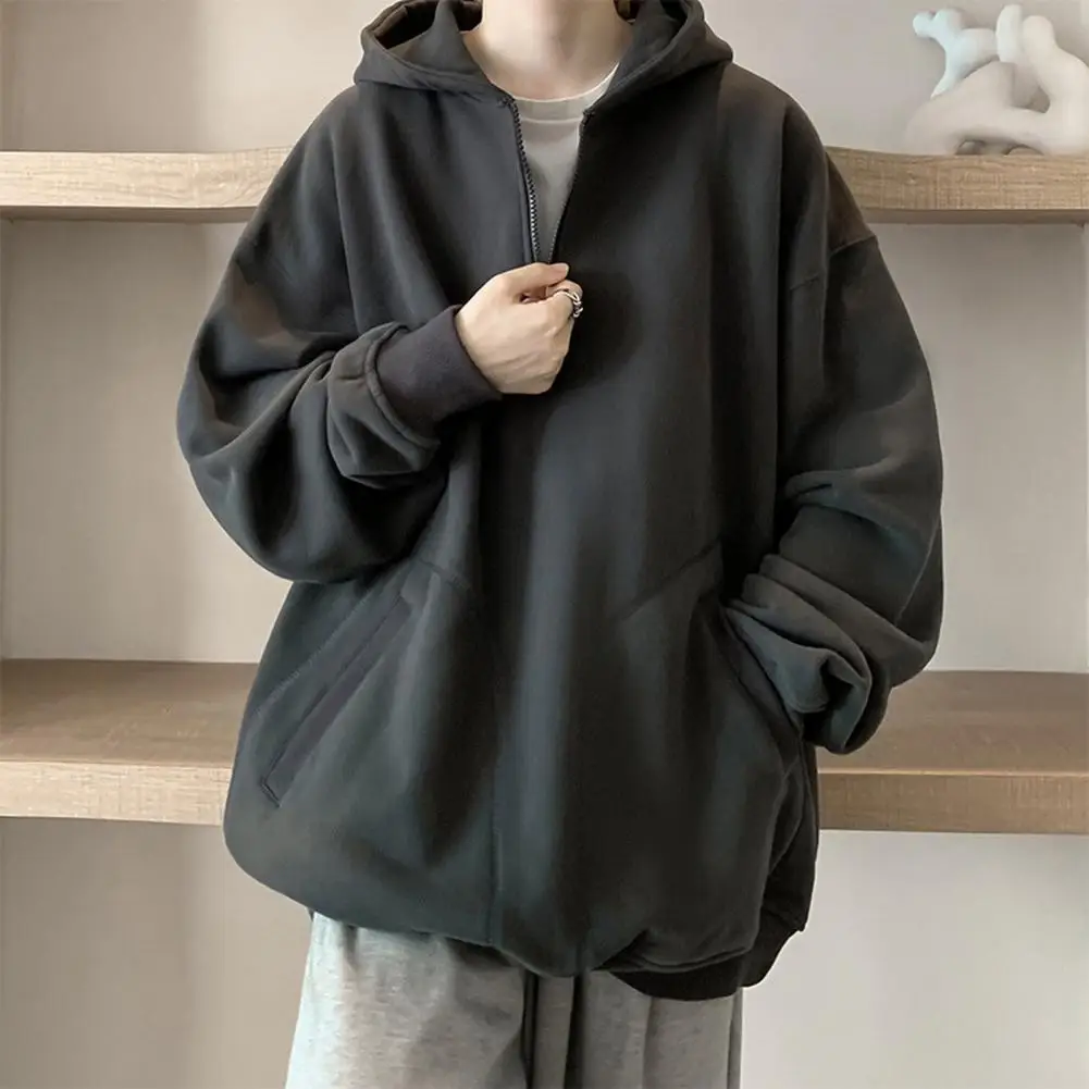 

Men Sport Hoodie Men's Half Zipper Hoodie with Pockets Cozy Pullover for Fall Spring Loose Fit with Elastic Cuffs Warm Daily