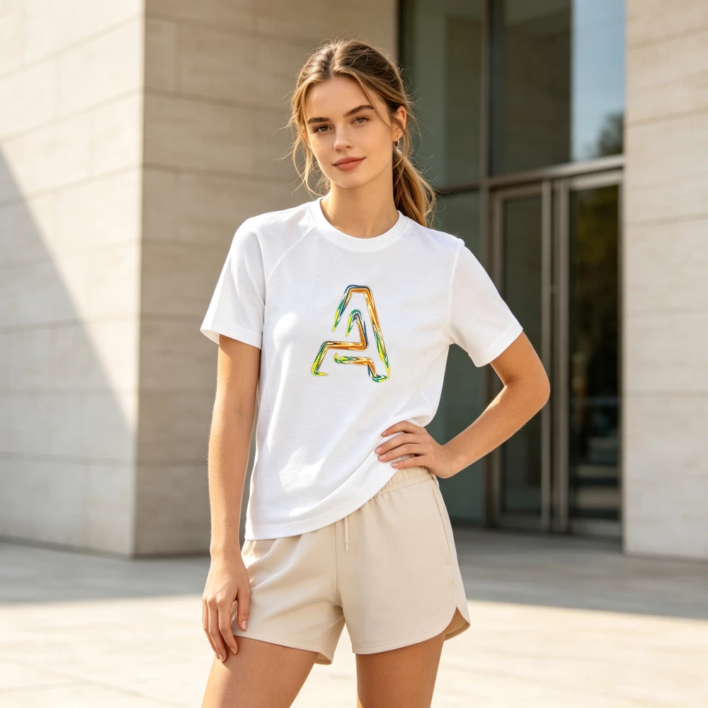 Minimal Letter A Chest Graphic T Shirt Unisex Crew Neck Short Sleeve Casual Tops Colorful Monogram Simple Basic Summer Daily Tee