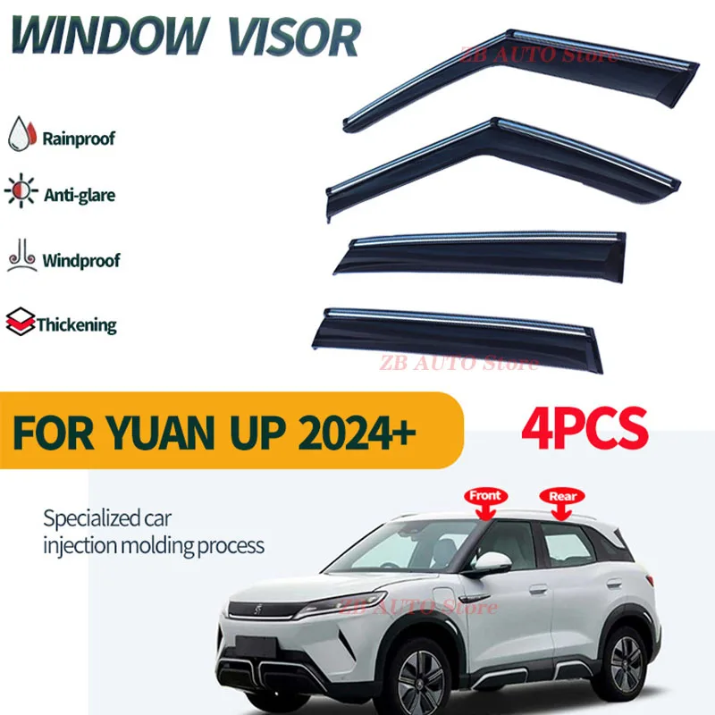 For BYD YUAN pro 2024+  Window visors Rainwater prevention; Covering the sunlight; Anti fog; Snow prevention