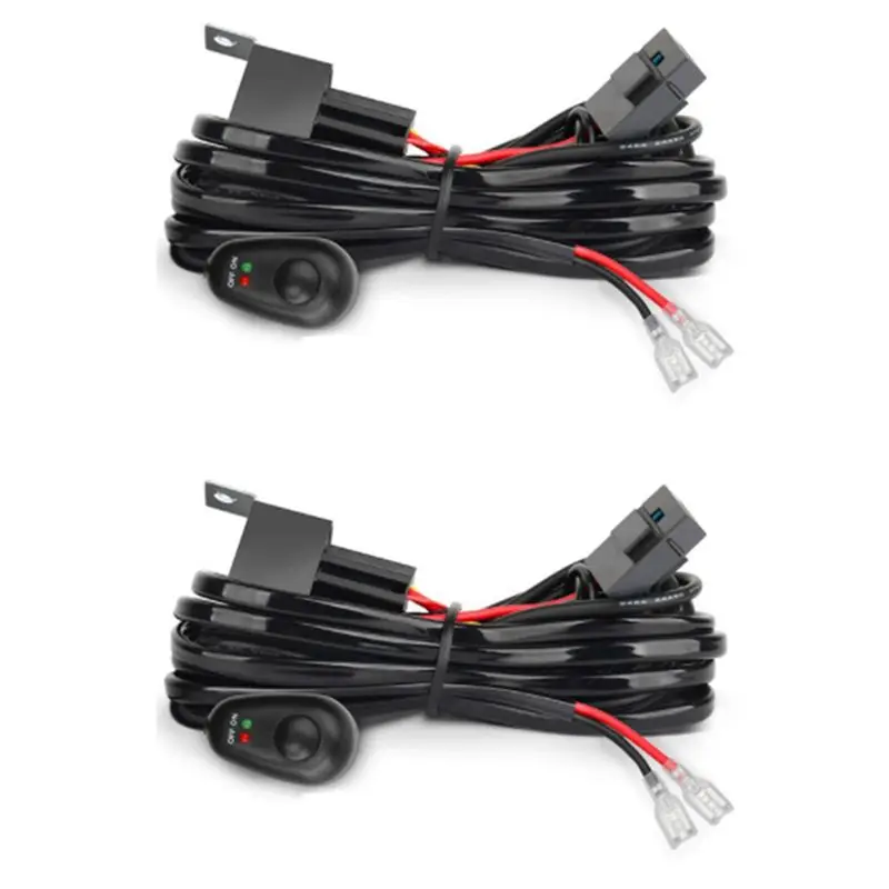 2X Wiring Harness Kit For 1 Light Fuse On-Off Switch 12V 40A Relay 180 W/ 300W For 4-52 Inch Led Work Light Bar-N30R