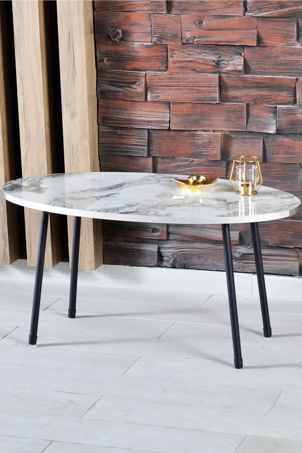 Modern Medium Table Scandinavian Ephesus Black Metal Foot De Mounted Medium Coffee Table Tea Coffee Service Table Ellipse Living Room Lounge Table