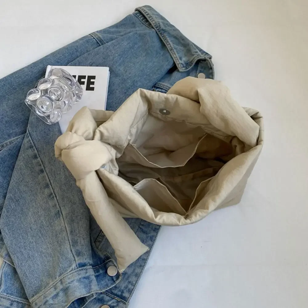 Borse a tracolla in tinta unita Borse sotto le ascelle imbottite in cotone di grande capacità Borse trapuntate leggere per donne e ragazze