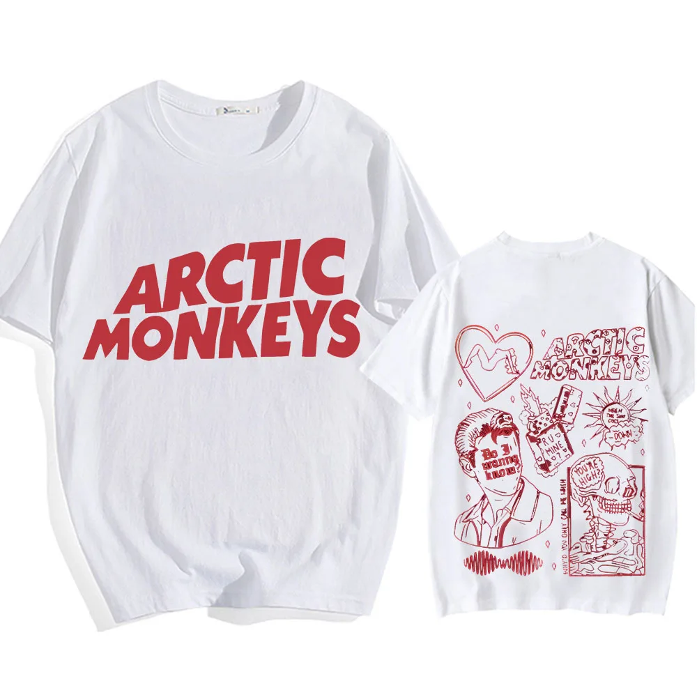 Retro Arctic Monkeye T-shirts Letter Printing Korean Style Casual Tee-shirt Short Sleeve Unisex Round Neck Tshirt Summer Clothes image 2