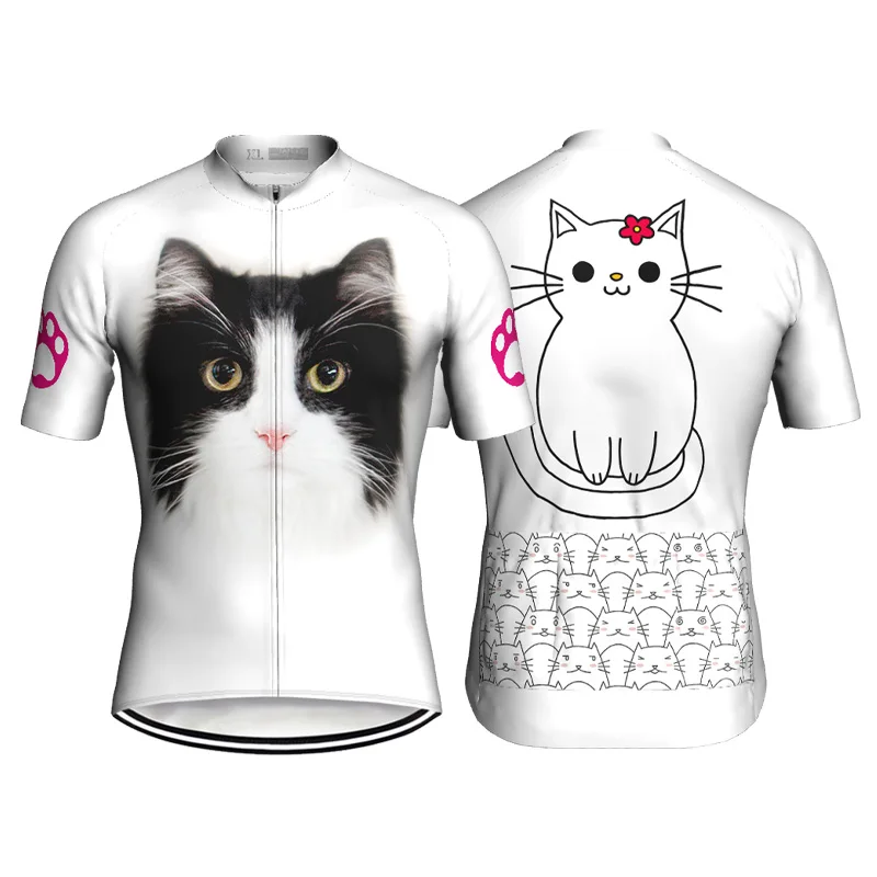 

Cat Style Short Sleeve Bicycle Jacket, Road Jersey, Cycling Shirt, Bike Top, Downhill Malliot Sport Pocket, Black Clothes