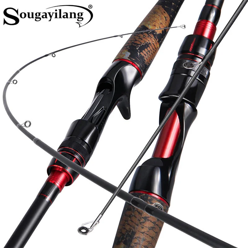 Sougayilang 1.98m Spinning Casting Fishing Rod Ultralight Weight Carbon Fiber for Travel Freshwater Fishing Pesca