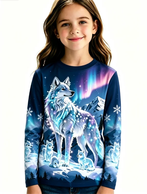 men t‑shirt,wolf head galaxy starry sky print,butterfly graphic,long sleeve,crew neck,loose fit,purple blue casual daily top