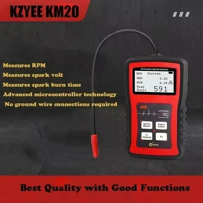 KZYEE KM20 Multi-system Tools Ignition Analyzer Tester Measure Spark Volt Spark Plug Tester High Voltage Car Coil Detection
