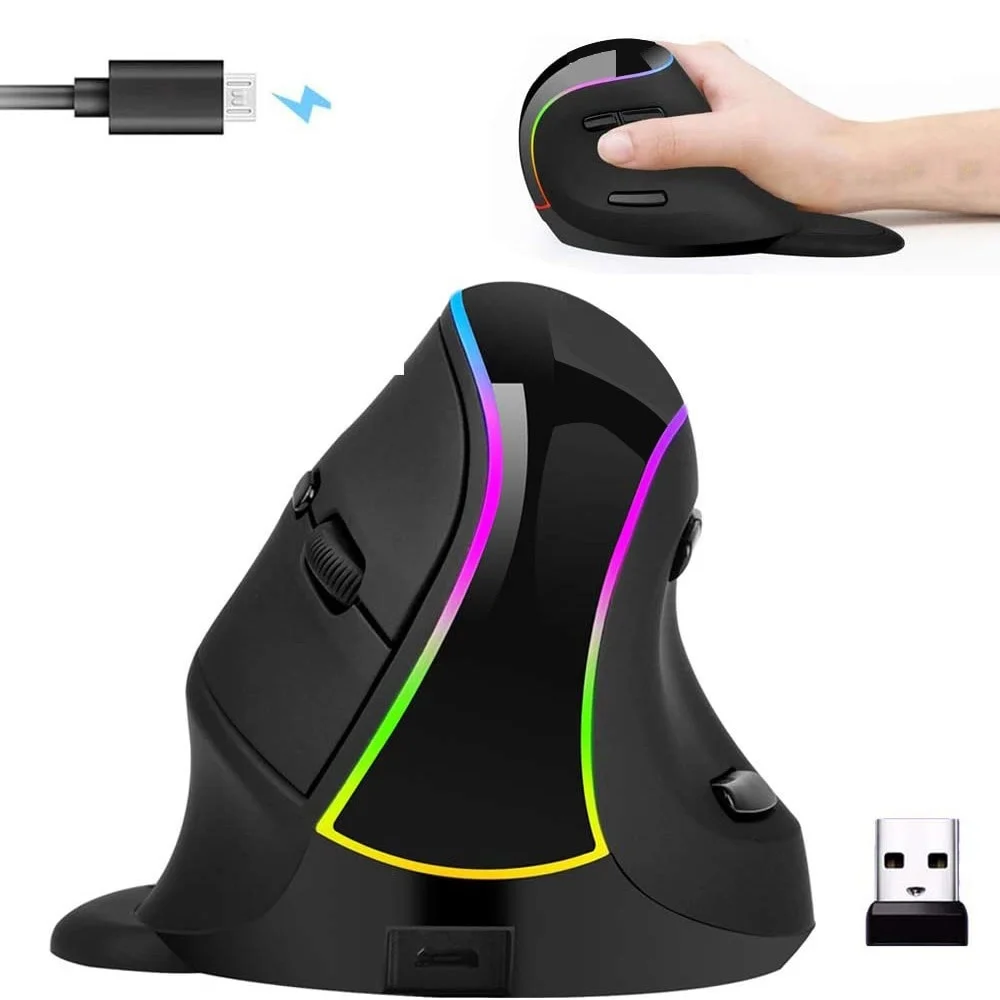 

2.4G Wireless RGB Mouse Ergonomic Vertical Mouse 3200DPI Optical USB Computer Mice Gamer Without Mouse Pad For Laptop PC Desktop