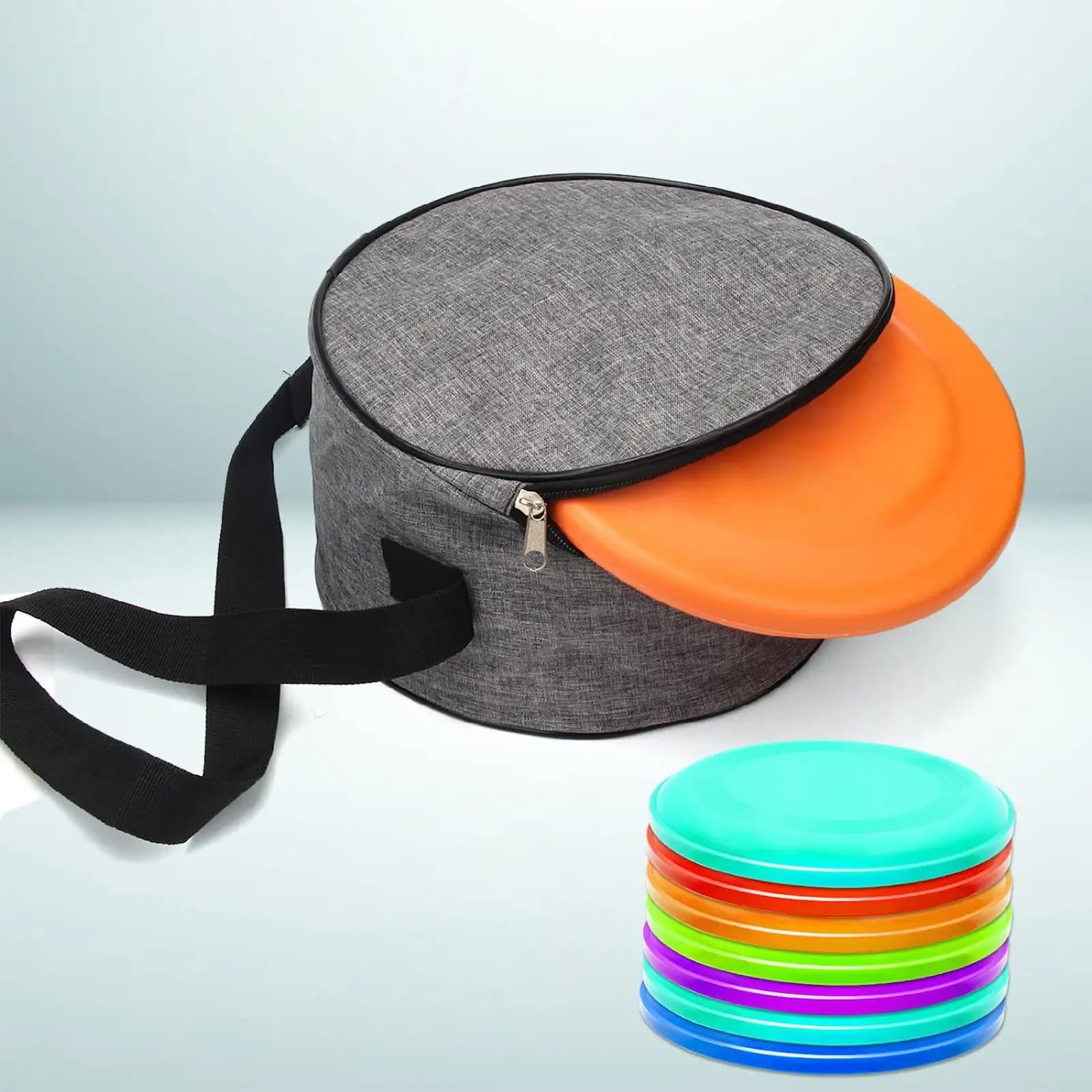 Disc Golf Bag Durable Round Waterproof Holds 7 Discs Flying Disc Bag Shoulder Bag for Travel Outdoor Golf Course Beginner Sports