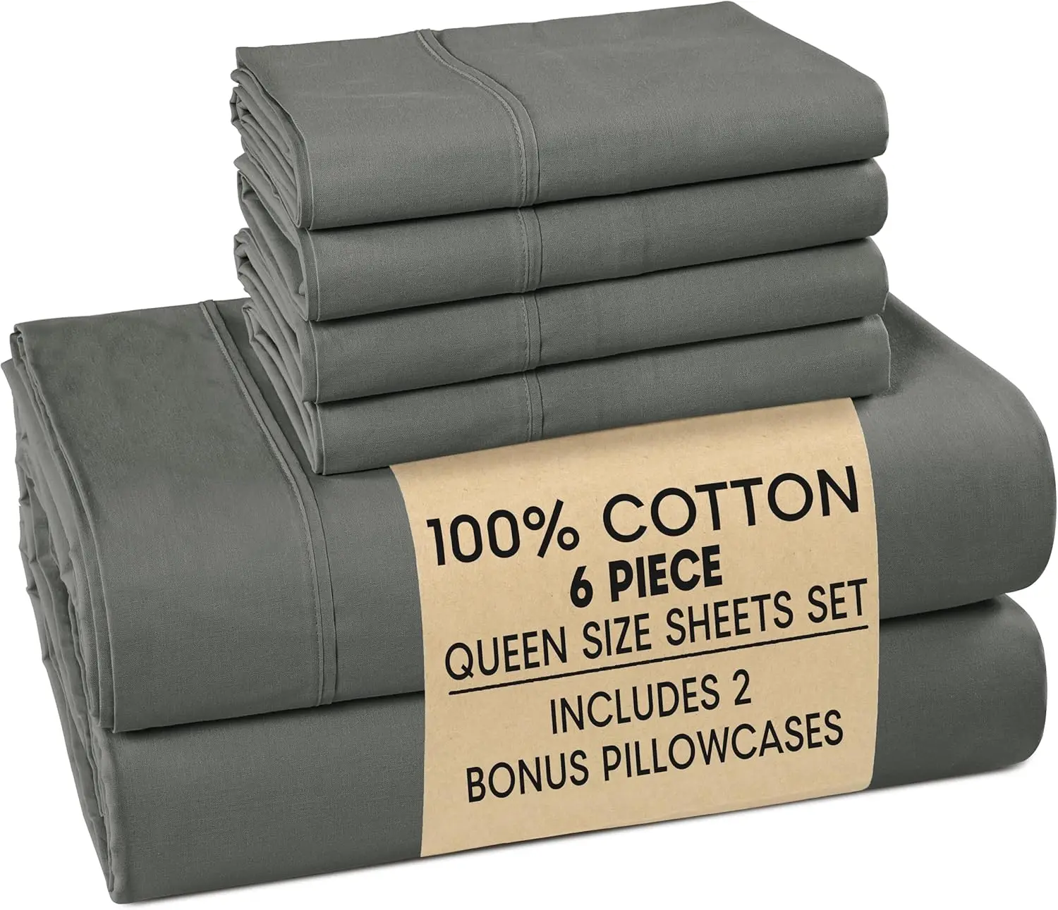 

Комплект постельного белья Queen Size - 6 предметов, мягкий и дышащий, простыня на резинке с глубоким карманом, комфортный и охлаждающий, для ежедневного использования, можно стирать в машине.