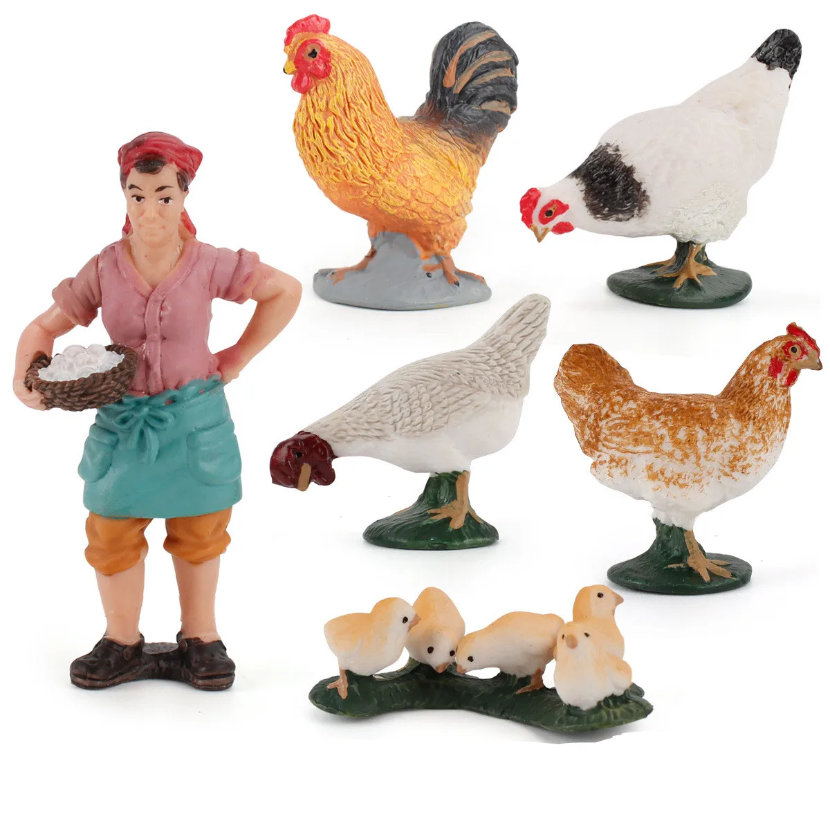 Simulation Hen Rooster Statues Farm Animal model Chicken Duck Figures Doll Children's Toy Gift Yard Art Decor Mini Sculpture